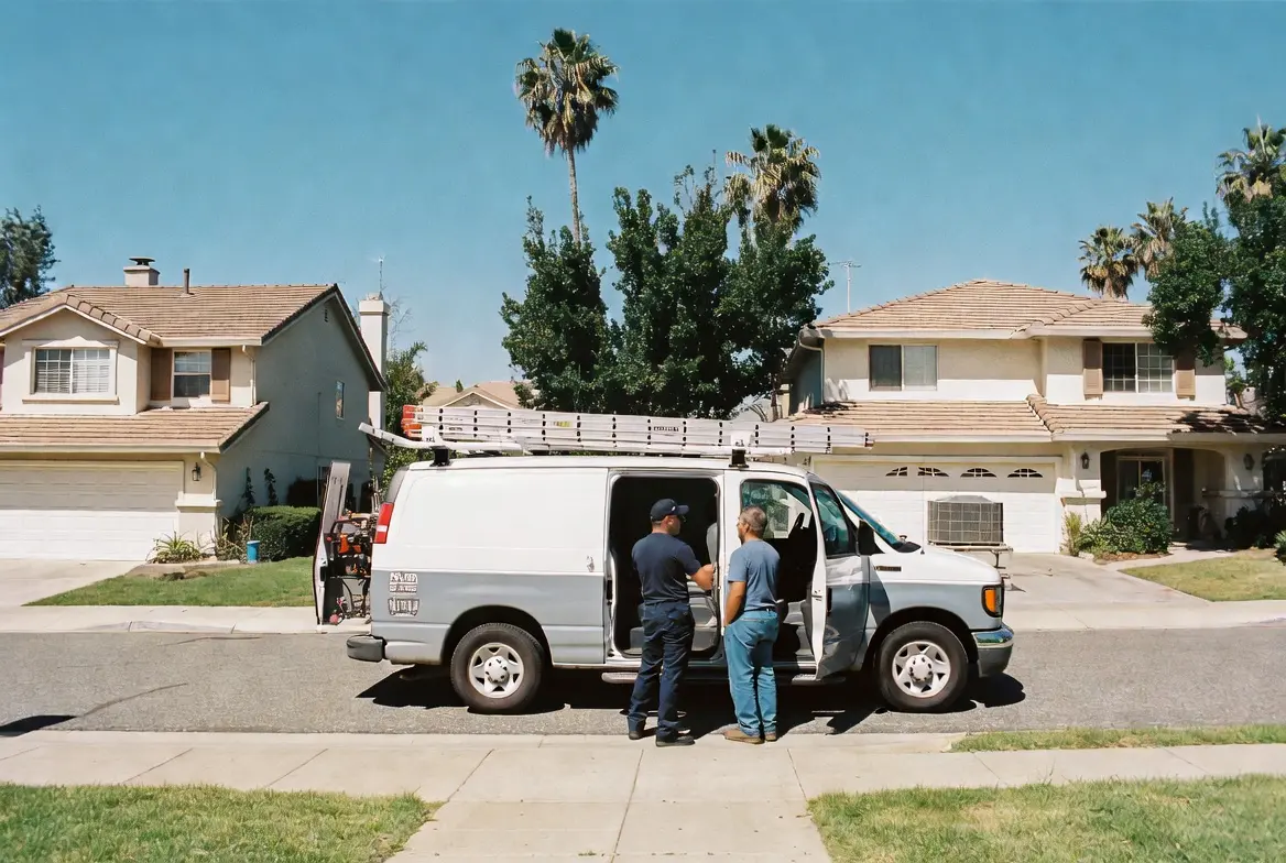 HVAC technician at a residential home